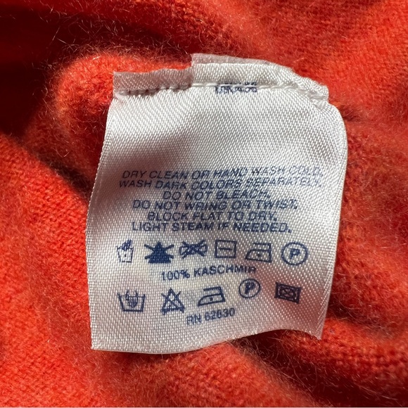 Lands' End Women's Bright Orange Cashmere Crew Neck Sweater, Size Medium - Picture 6 of 6